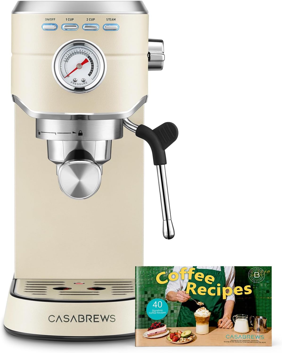 Detalle de CASABREWS CM5418 Espresso Machine with 20-Bar Pump, Steam Wand & Gauge