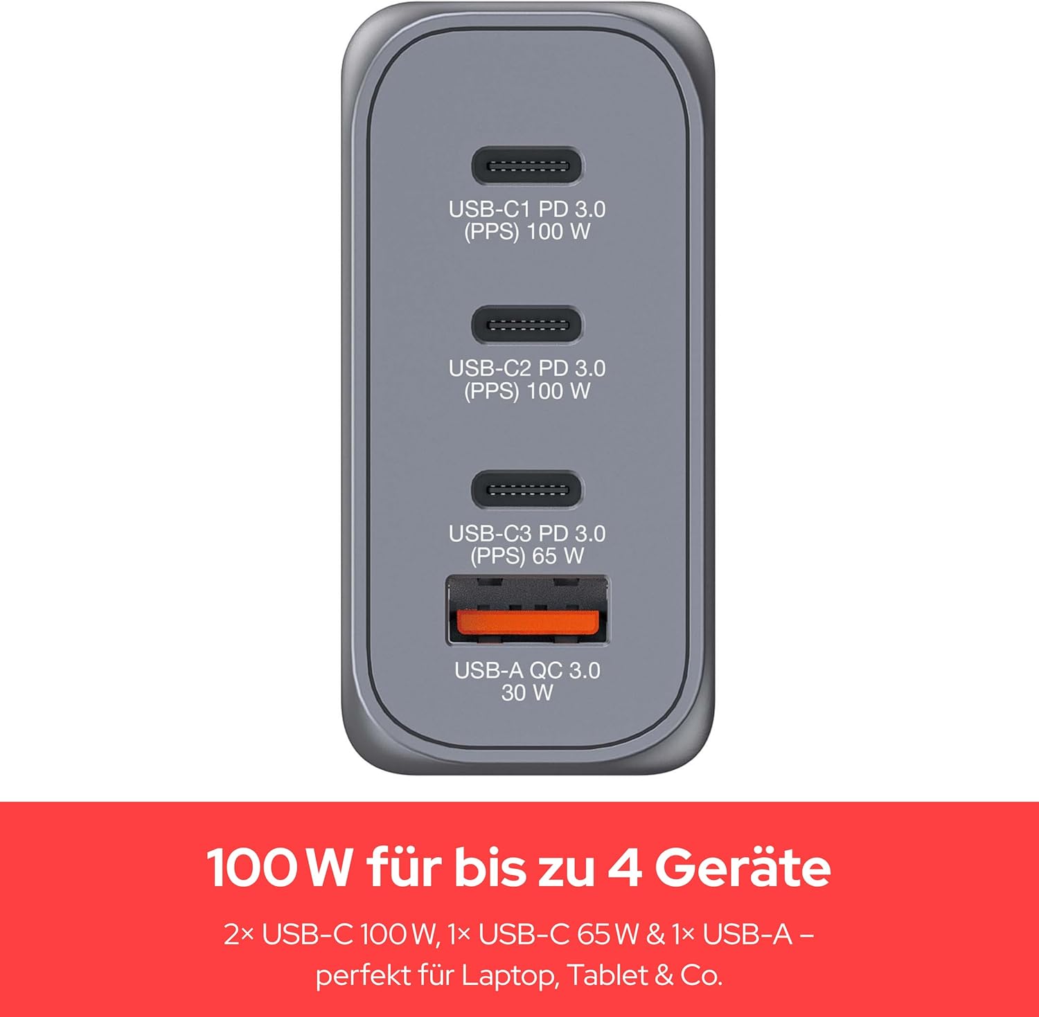 Thumbnail 3 de Verbatim GaN Charger 100 W – 4 Ports USB-C/USB-A, kompakt, schnell und reisefreundlich