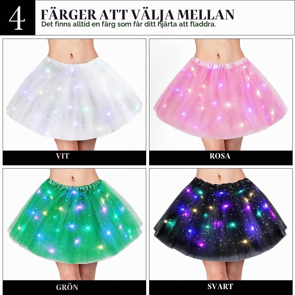 Detalle 2 de URAQT LED-tyllkjol för vuxna, 40 cm, tre lager och elastisk midja