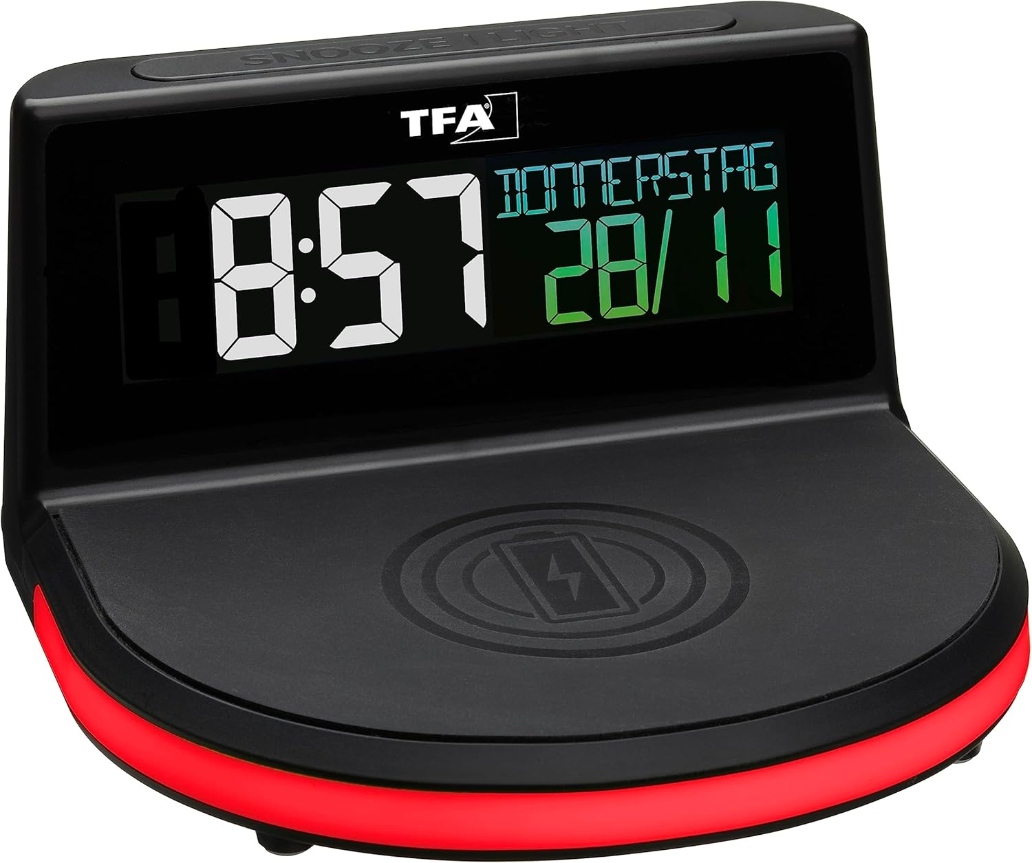 Thumbnail 6 de TFA Dostmann Charge-IT Wireless 60.2028.01 : réveil numérique avec charge sans fil Qi (noir)