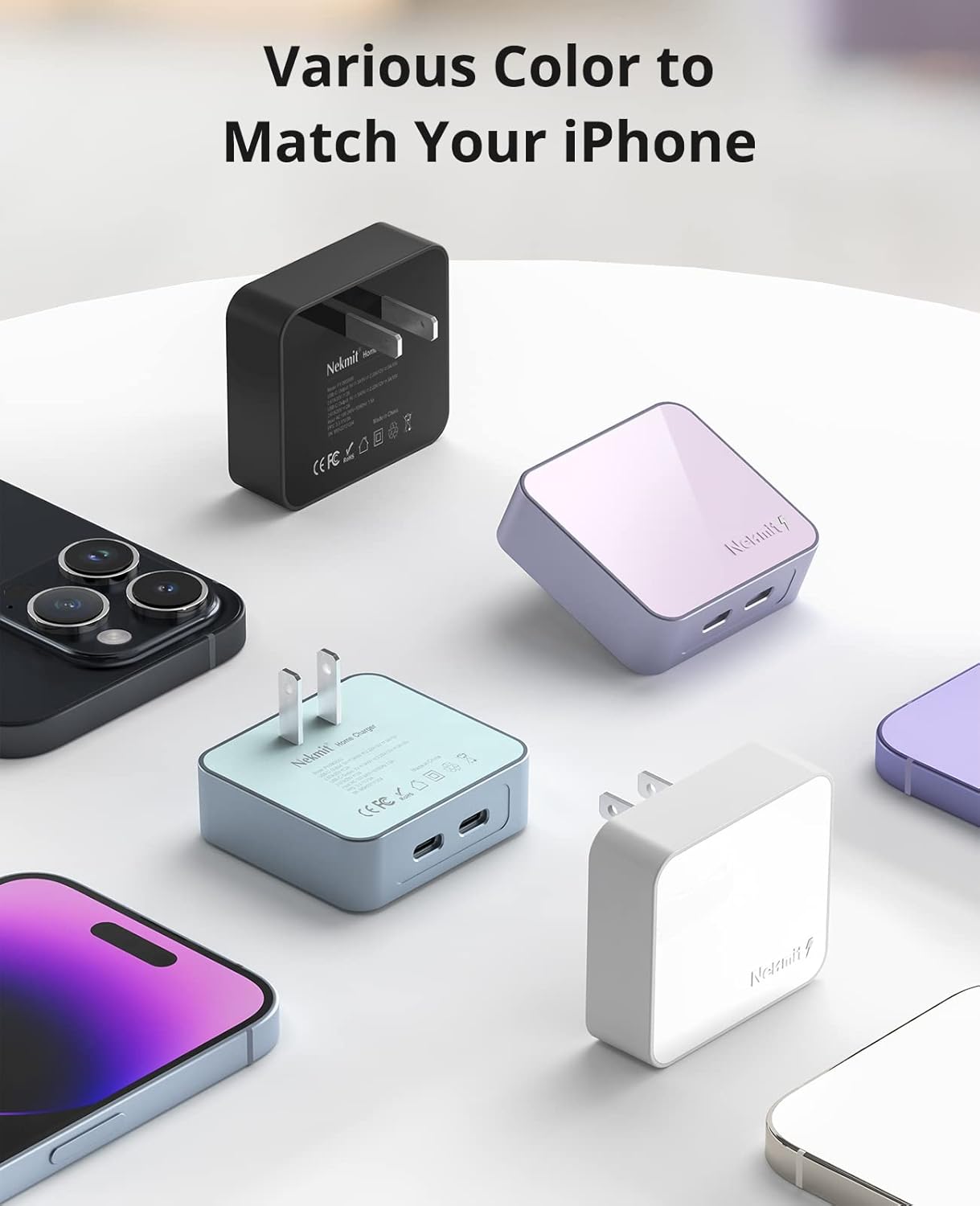 Thumbnail 6 de Nekmit Dual Port 40W USB-C Wall Charger with GaN II | 2 PD Ports for iPhone, MacBook Air, Galaxy & More