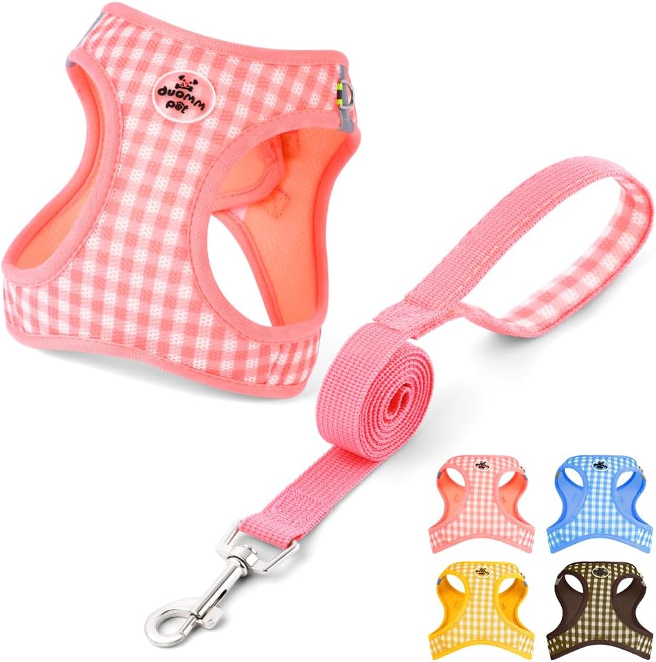 Detalle de OFFCUP Ensemble Harnais pour Chiens – Harnais anti-traction et laisse assortie, Rose, XS