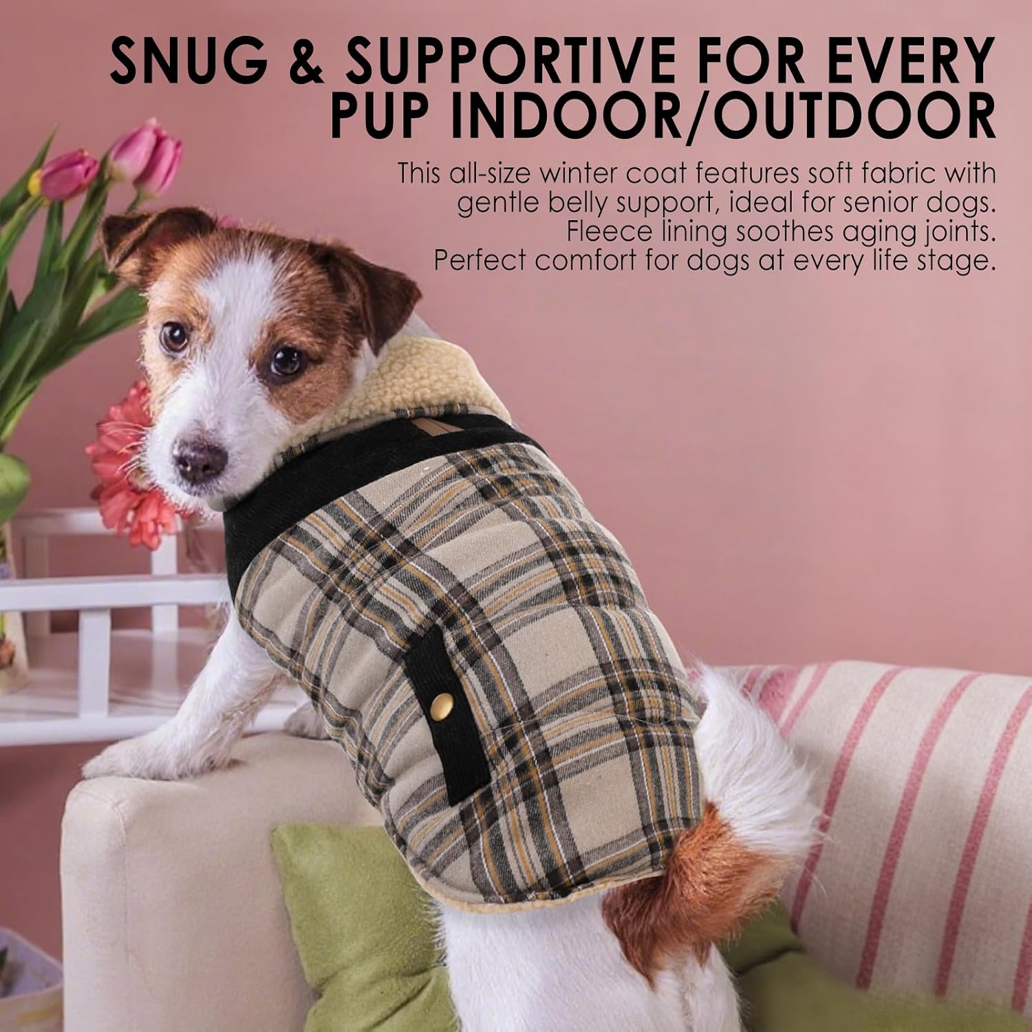 Thumbnail 3 de PREFERHOUSE 1320-PH-Dog Winter Coat-Beige-S Dog Jacket, Beige Small
