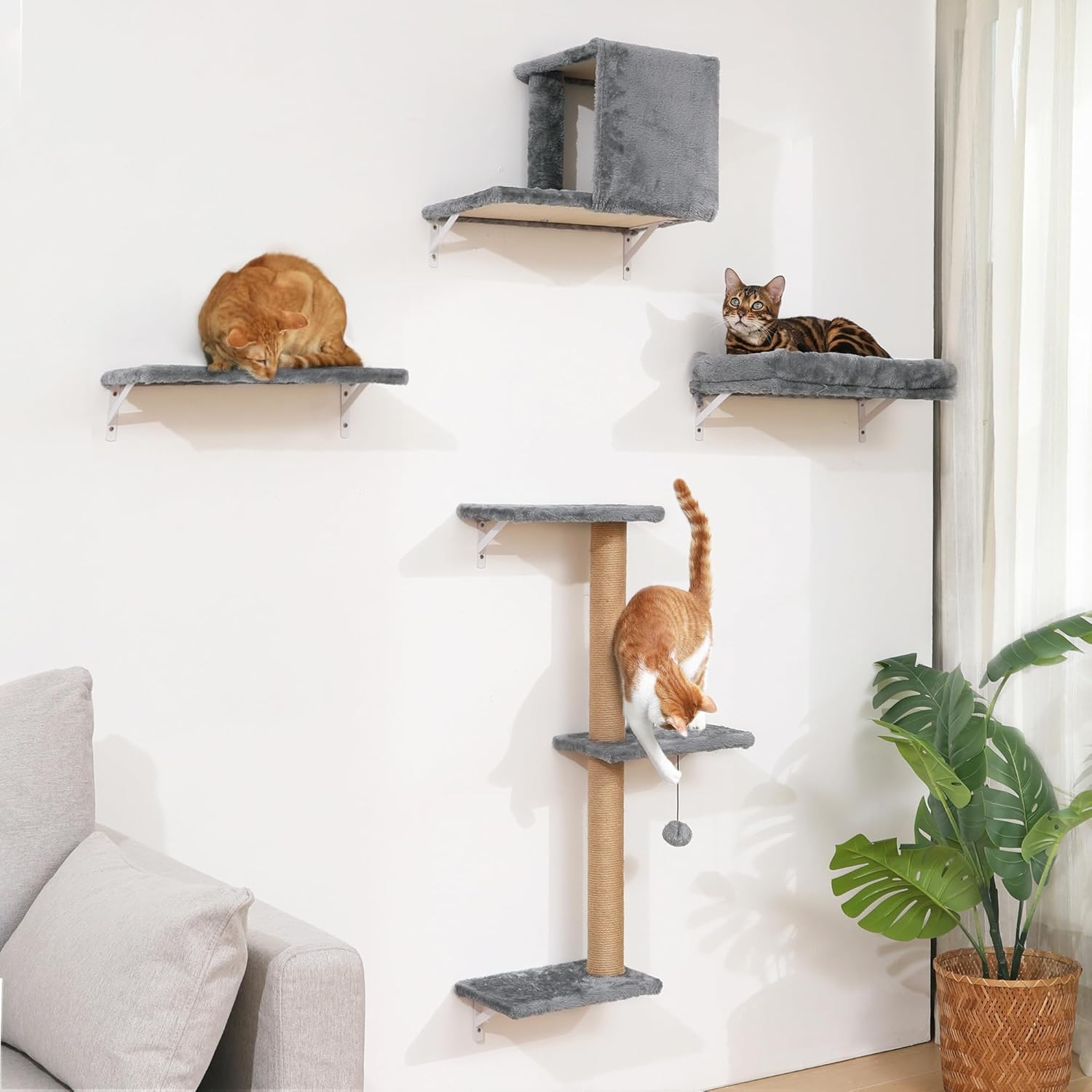 Detalle de FUKUMARU Ensemble mur d'escalade pour chat : confort, sécurité et optimisation d'espace