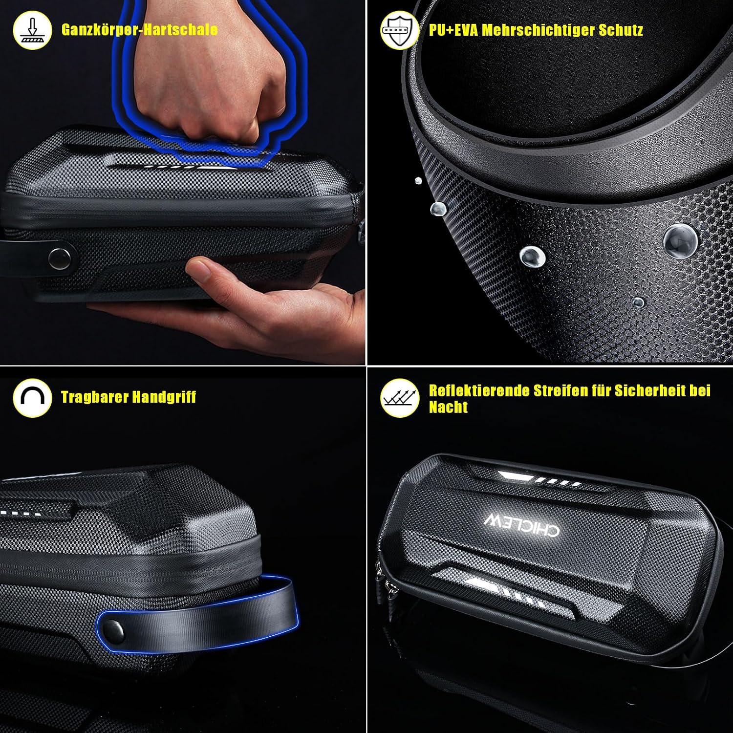 Detalle 2 de CHICLEW Scooter Tasche für Roller – Front Tube Bag Groß, wasserdicht, 2 l, kompatibel mit Xiaomi M365 / Ninebot ES1–ES4