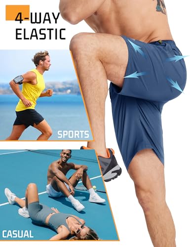 Thumbnail 4 de TACVASEN Running Shorts for Men – Breathable, Quick-Dry Gym Shorts with 3 Zip Pockets (Blue Grey, 36)