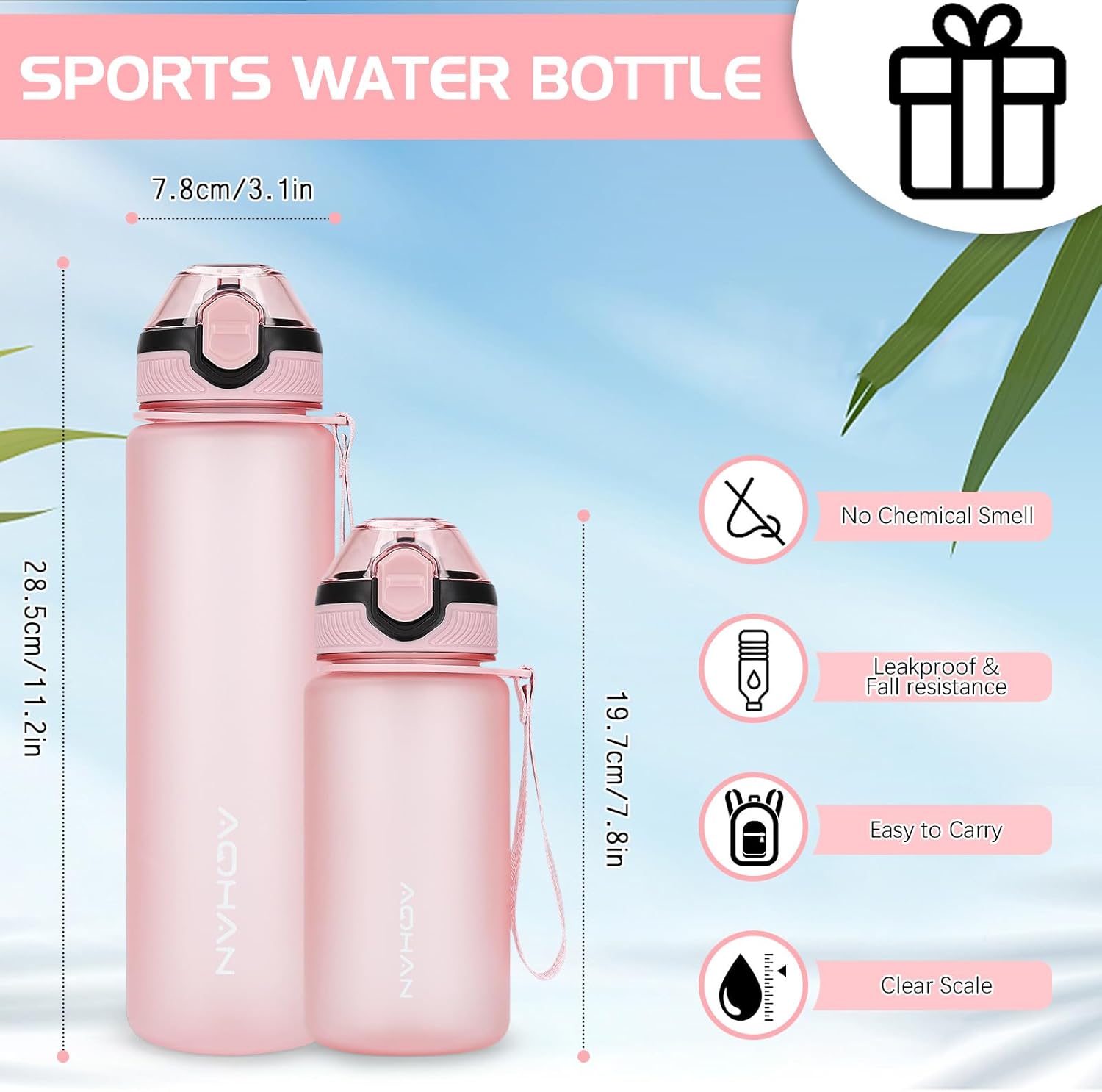 Thumbnail 4 de AOHAN Trinkflasche 1L mit auslaufsicherem Klappdeckel – BPA-frei, spülmaschinenfest und mit Stroh