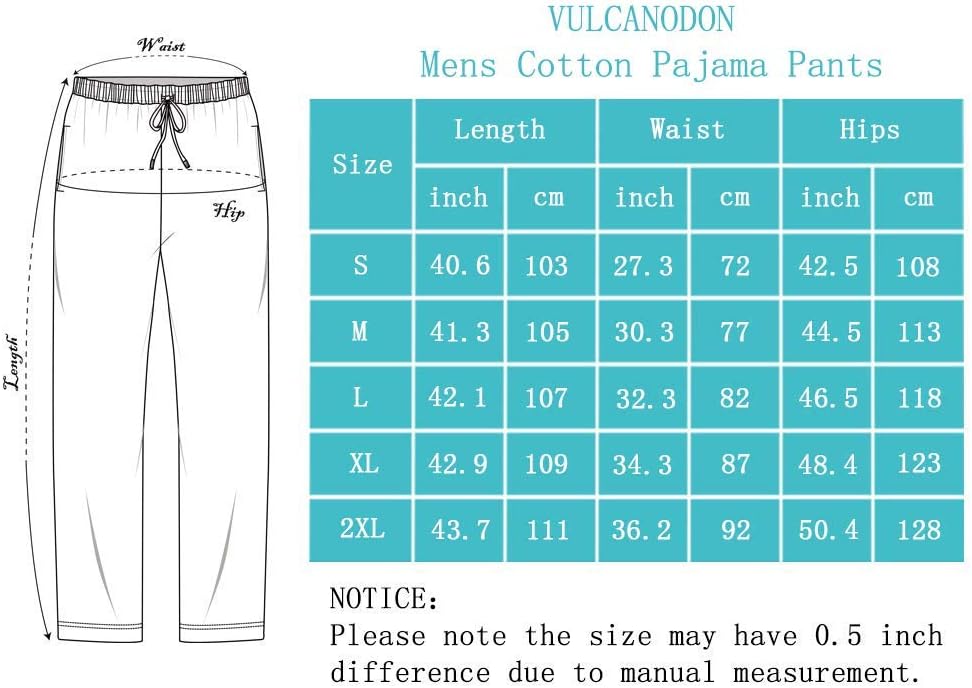 Thumbnail 6 de Vulcanodon Men’s Cotton Pyjama Bottoms with Pockets – Lightweight Plaid Lounge Sleep Pants