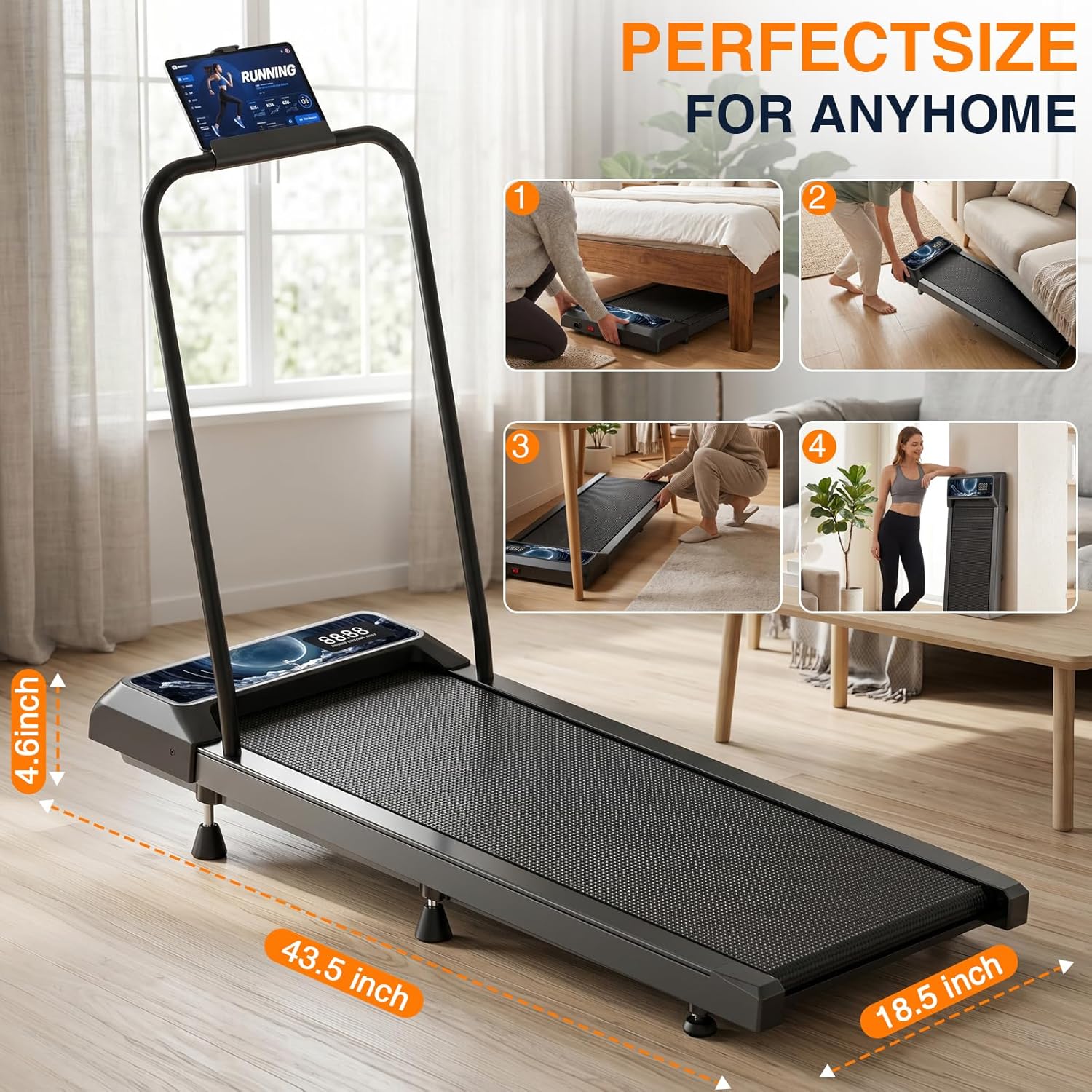 Detalle 2 de XVCAS 3825M0FS-01 Walking Treadmill Pad, 5 mph, Manual Incline