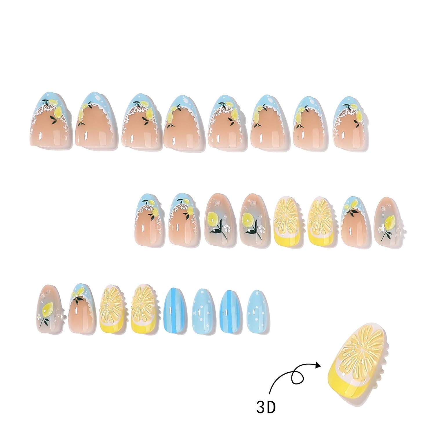 Detalle 2 de Short Almond Press-On Nails, 24-Piece Kit