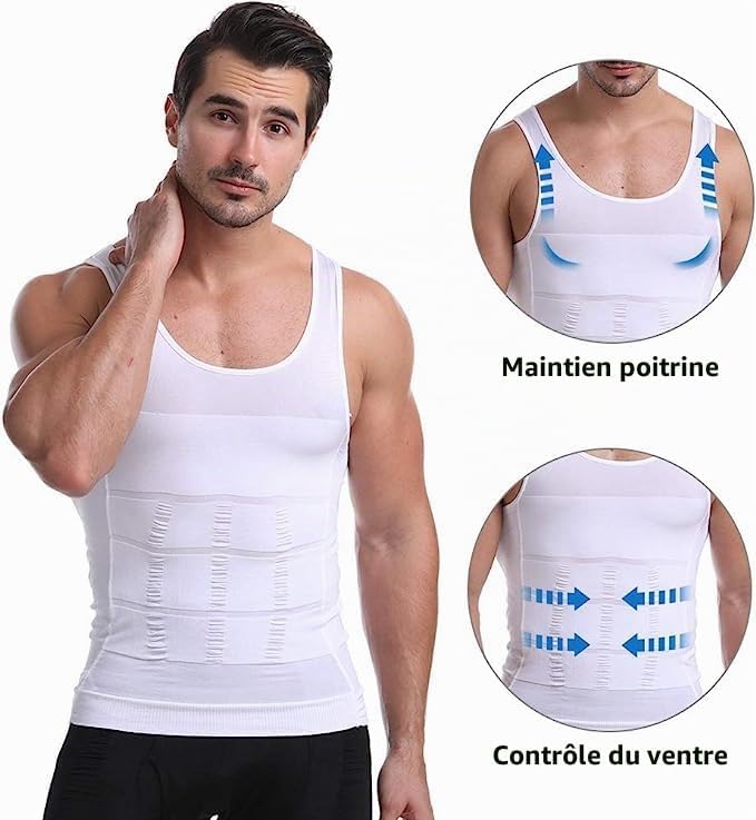 Detalle 2 de PHCOMRICH compressietanktop voor heren, wit, 80% nylon en 20% elastaan