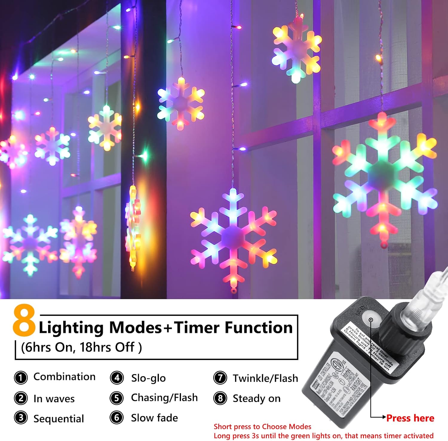 Thumbnail 1 de Snowflake Icicle Lights 264 LEDs