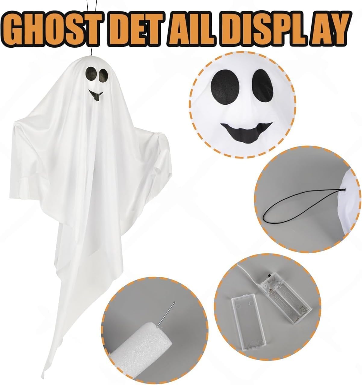 Detalle 2 de Kiddokids Hanging Halloween Ghosts, 27.5-Inch