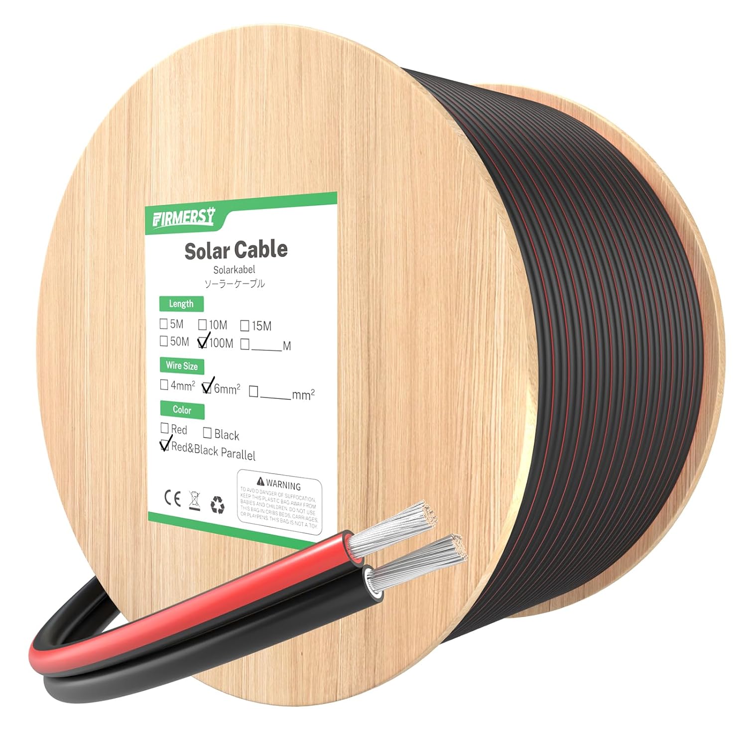 FIRMERST Solarkabel 2×6mm² 100 m