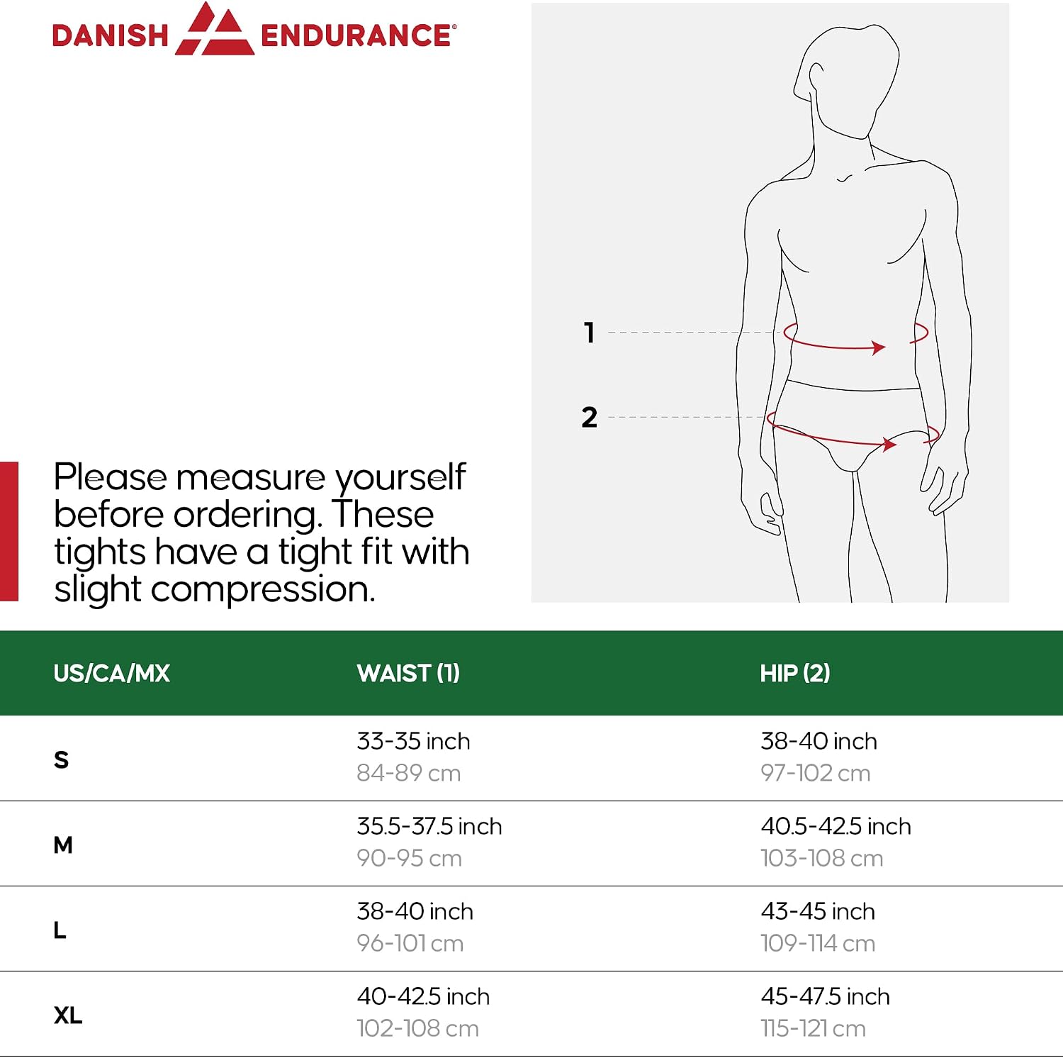 Detalle de DANISH ENDURANCE Men’s Compression Leggings, Quick-Dry 2 Pack with Side Pocket