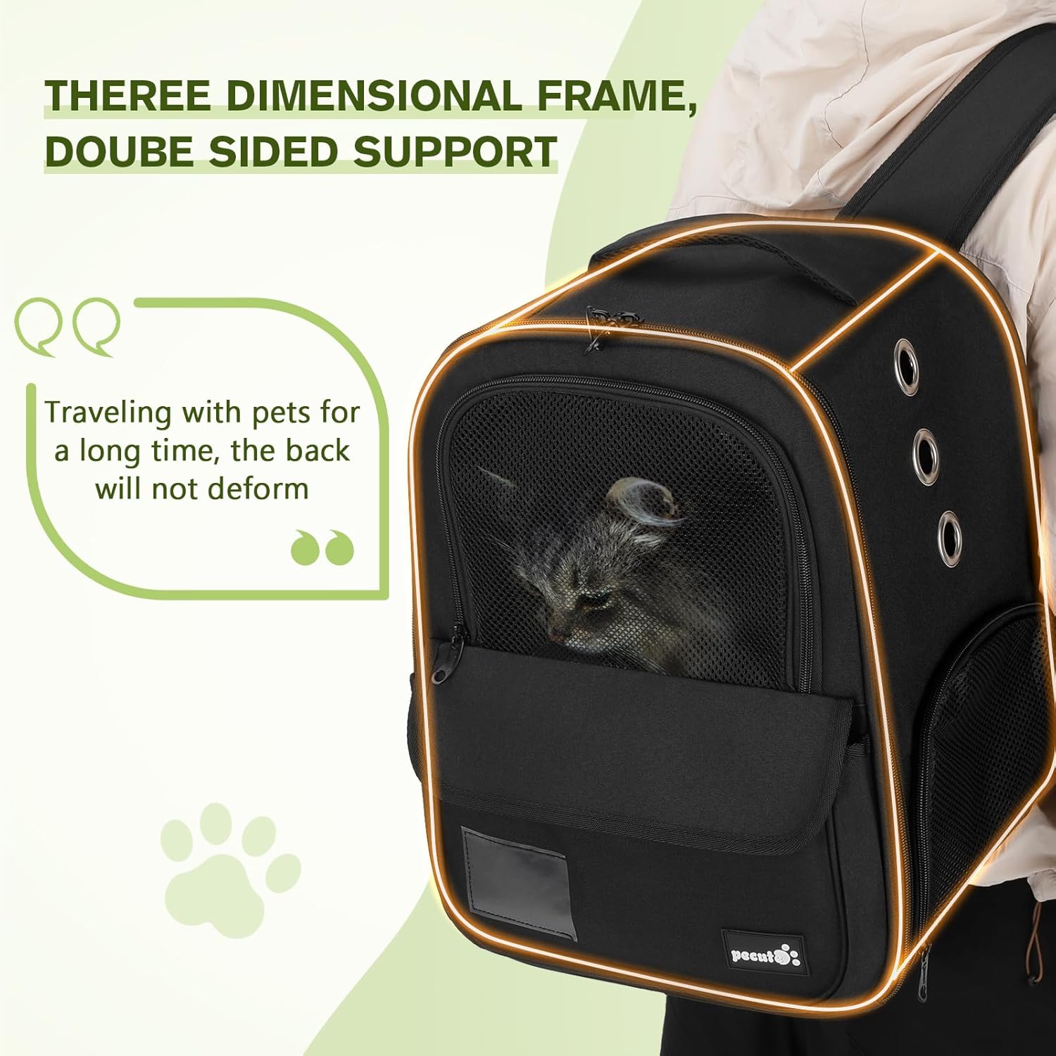 Thumbnail 3 de Pecute Sac à Dos Chat Chien Design Classique – sac de transport respirant avec fenêtre en filet et matelas en peluche amovible