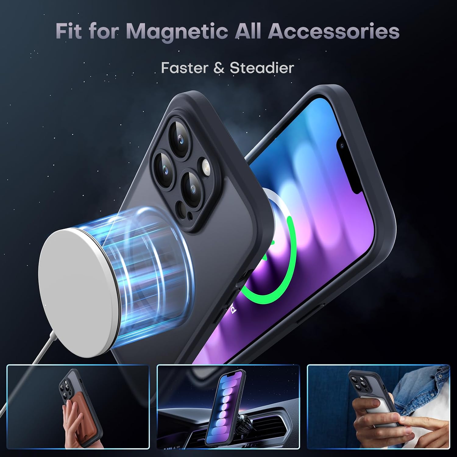 Thumbnail 2 de TOCOL iPhone 13 Pro-skal med MagSafe, magnetring och matt TPU