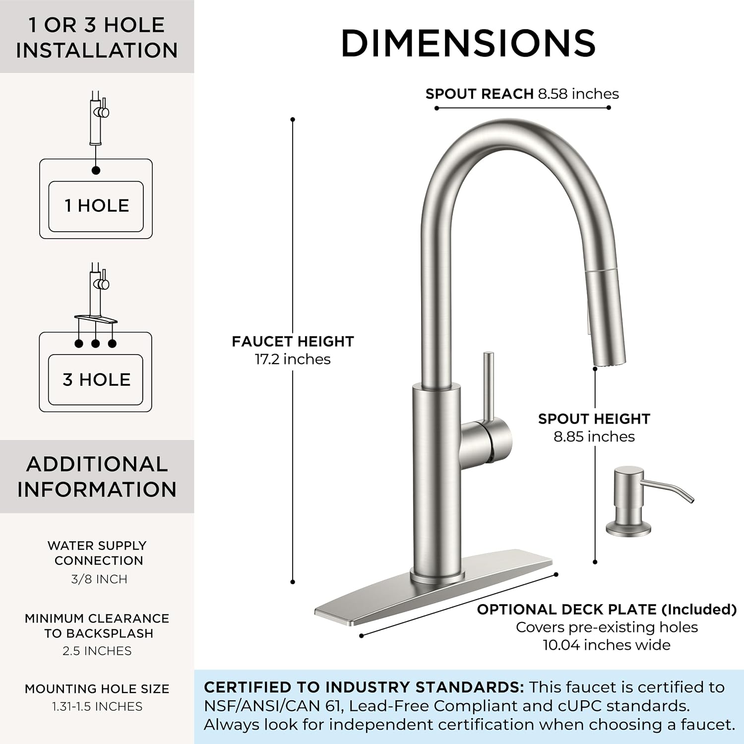 Thumbnail 1 de FORIOUS Kitchen Faucet, Brushed Nickel