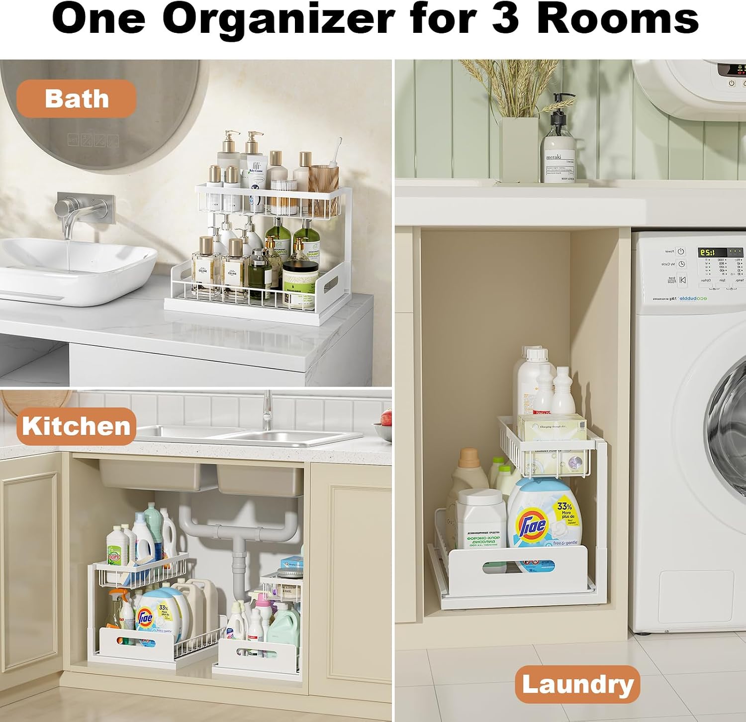 Detalle de REALINN Under-Sink Organizer 14.2x10.6x11 in