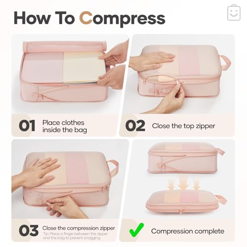 Detalle de Veken 9/11 Set Compression Packing Cubes Garment Bags for Travel Essentials