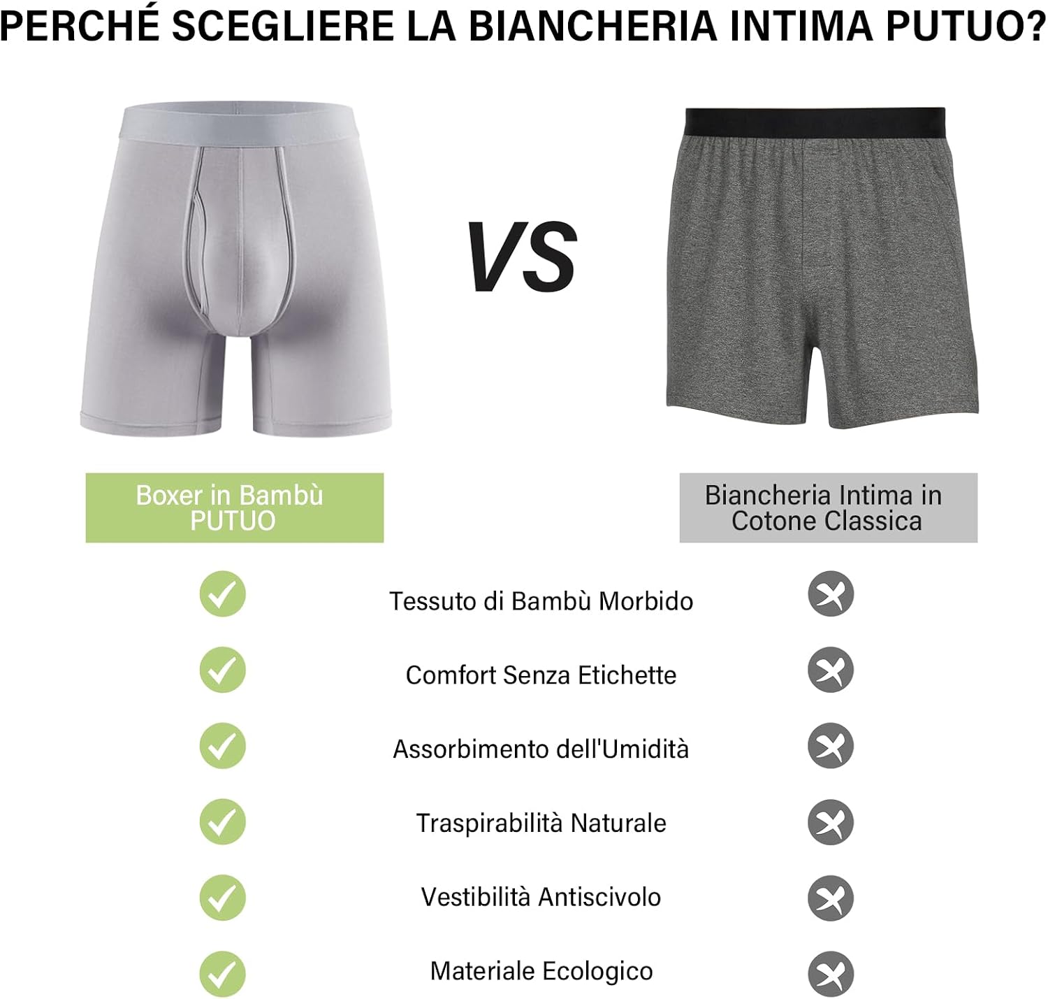 Thumbnail 4 de PUTUO Mutande Boxer Lunghe da Uomo in bambù