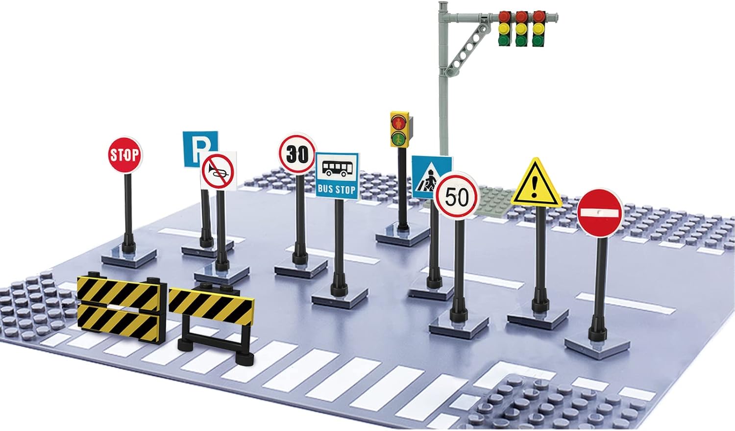 Detalle de shineFinder City Set verkeersbordenset voor bouwplaten en bouwstenen
