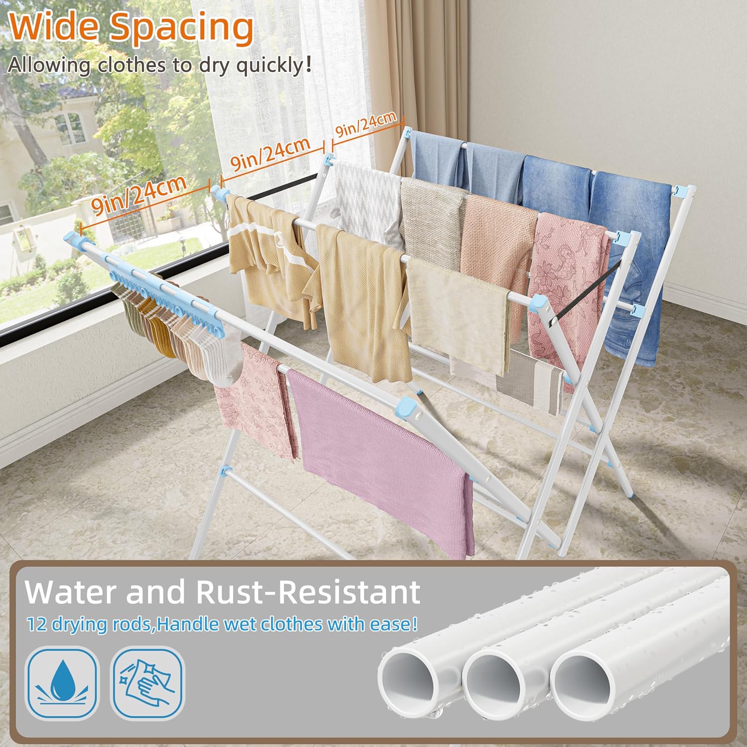 Detalle 2 de Clothes Drying Rack with 12 Poles