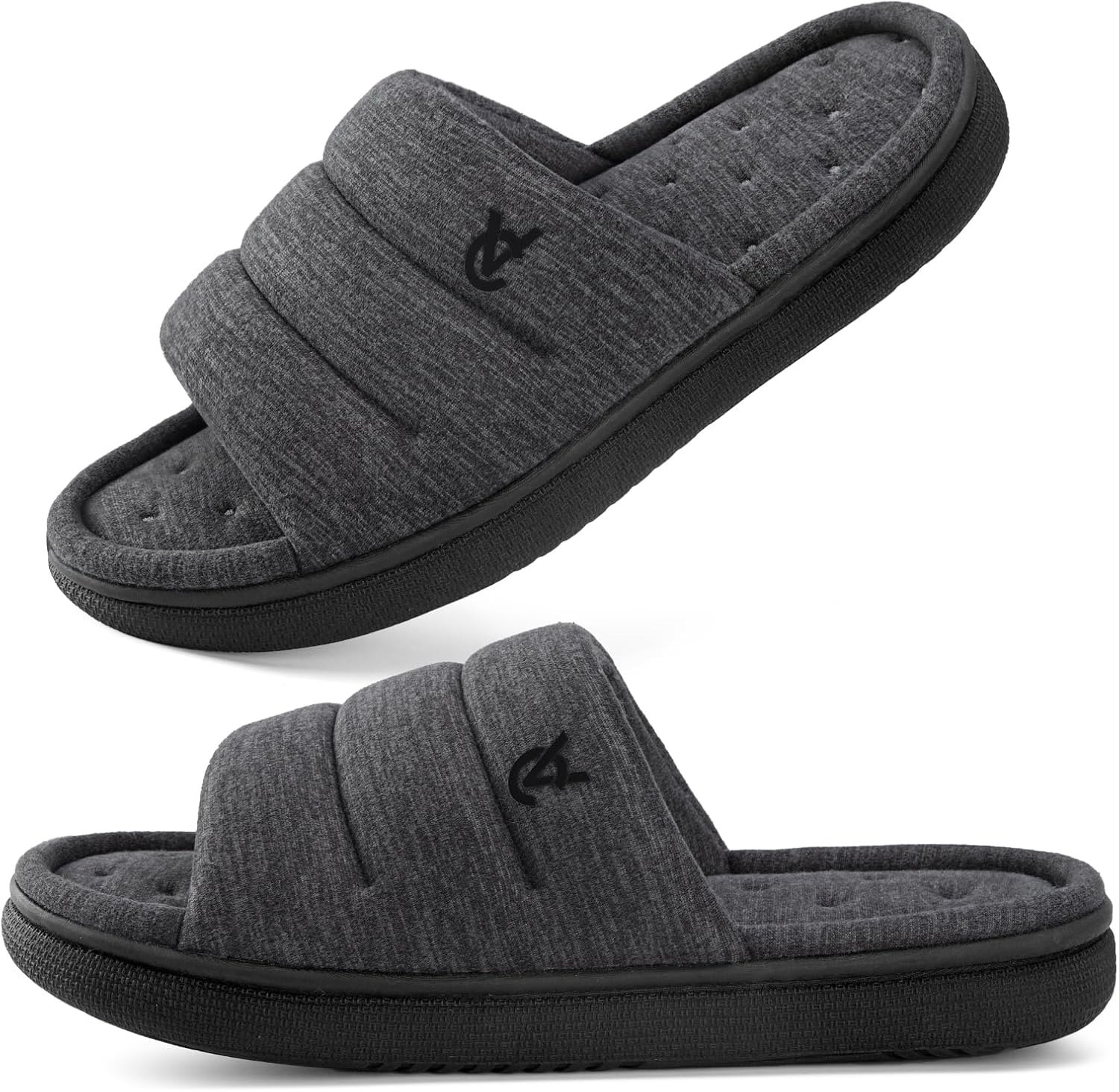 Detalle de VeraCosy Men’s Open-Toe Slide Slippers with Memory Foam