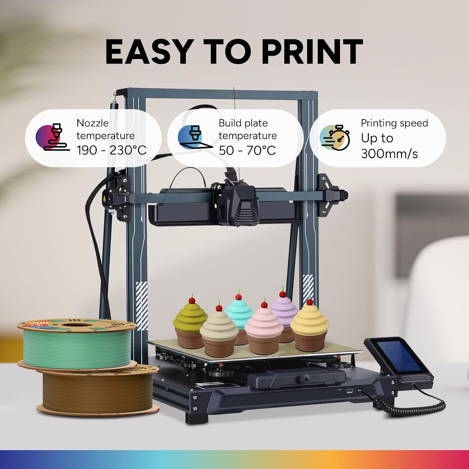 Thumbnail 3 de OVERTURE Mattes PLA-Filament 1,75 mm – 1 kg Spule, Hellgrün, matte Oberfläche