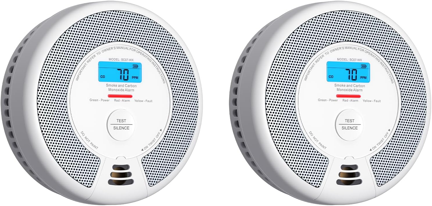 Detalle de X-Sense SC07-MR 2-Pack: Smoke & Carbon Monoxide Detectors with Base Station