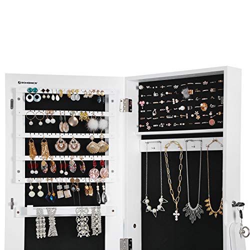 Thumbnail 4 de SONGMICS Armoire à Bijoux JJC69WT: miroir pleine longueur, serrure et rangement 4 étagères