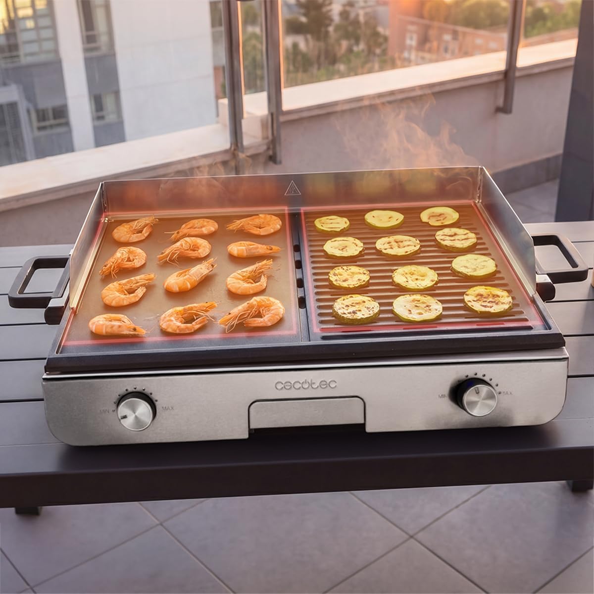 Detalle 2 de Cecotec Barbecue Électrique Perfectroast 3000 Inox Max – cuisson 30 x 50 cm, 2 zones