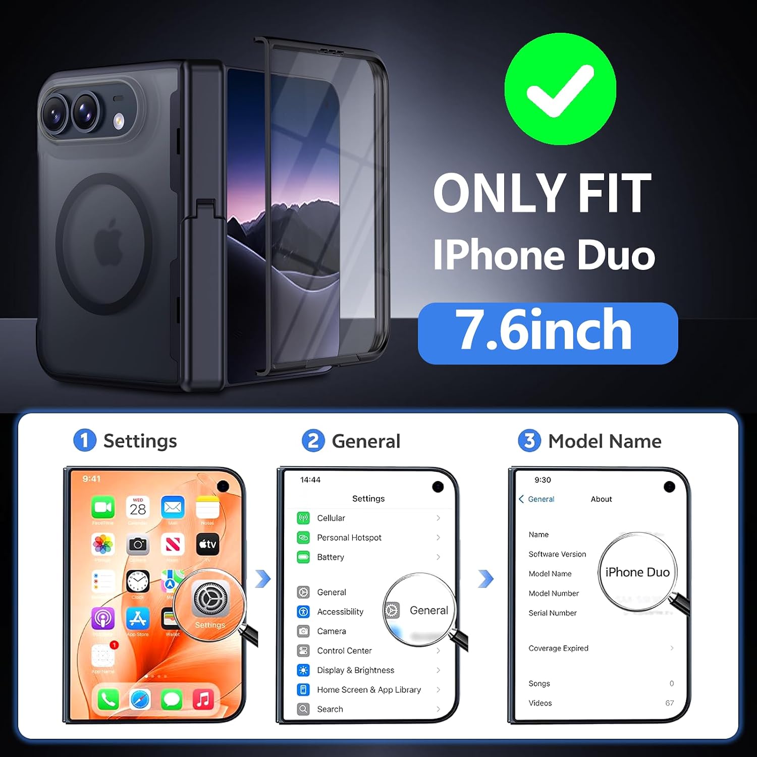Detalle 2 de H HUALELE WTL-IP Duo iPhone Duo Case with Stand, Magnetic Ring and Hinge Protection