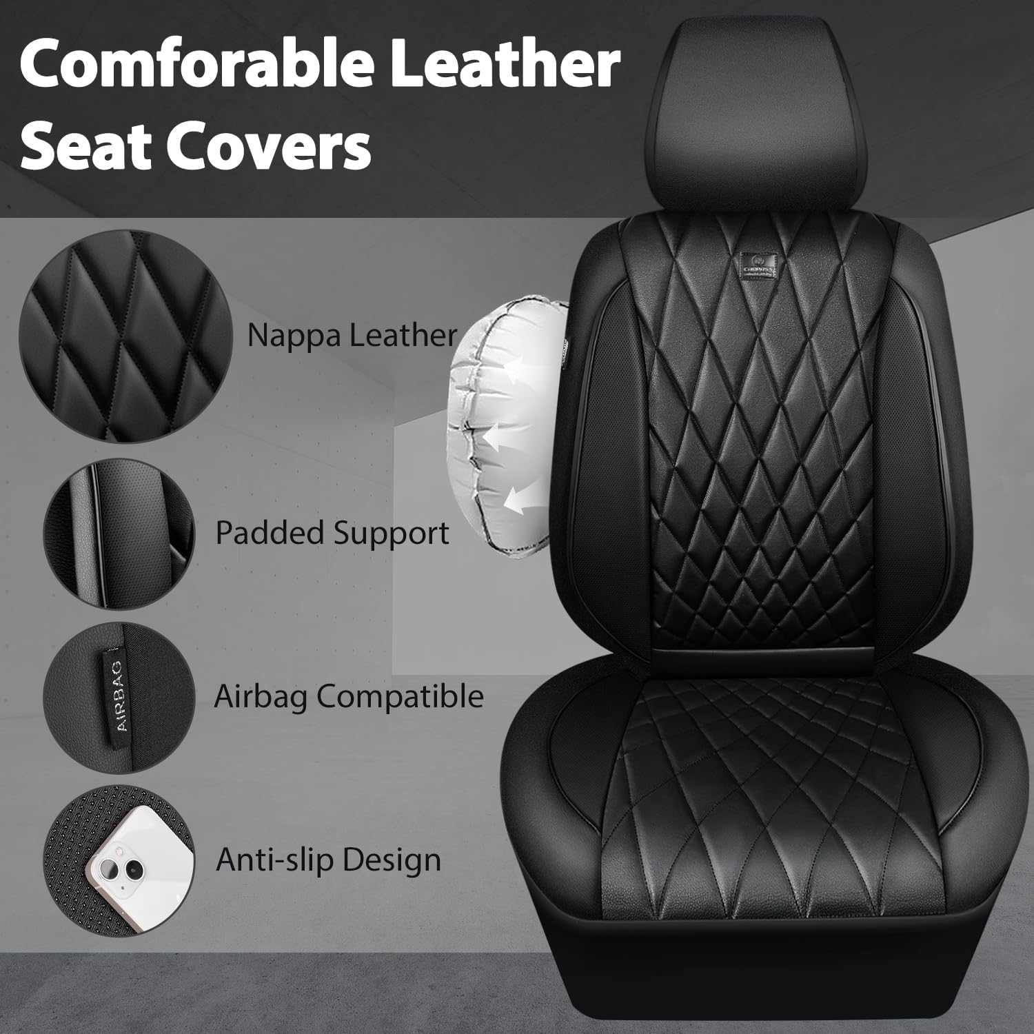 Thumbnail 3 de CAR PASS Nappa Leather Rav4 Front Seat Covers 2-pack