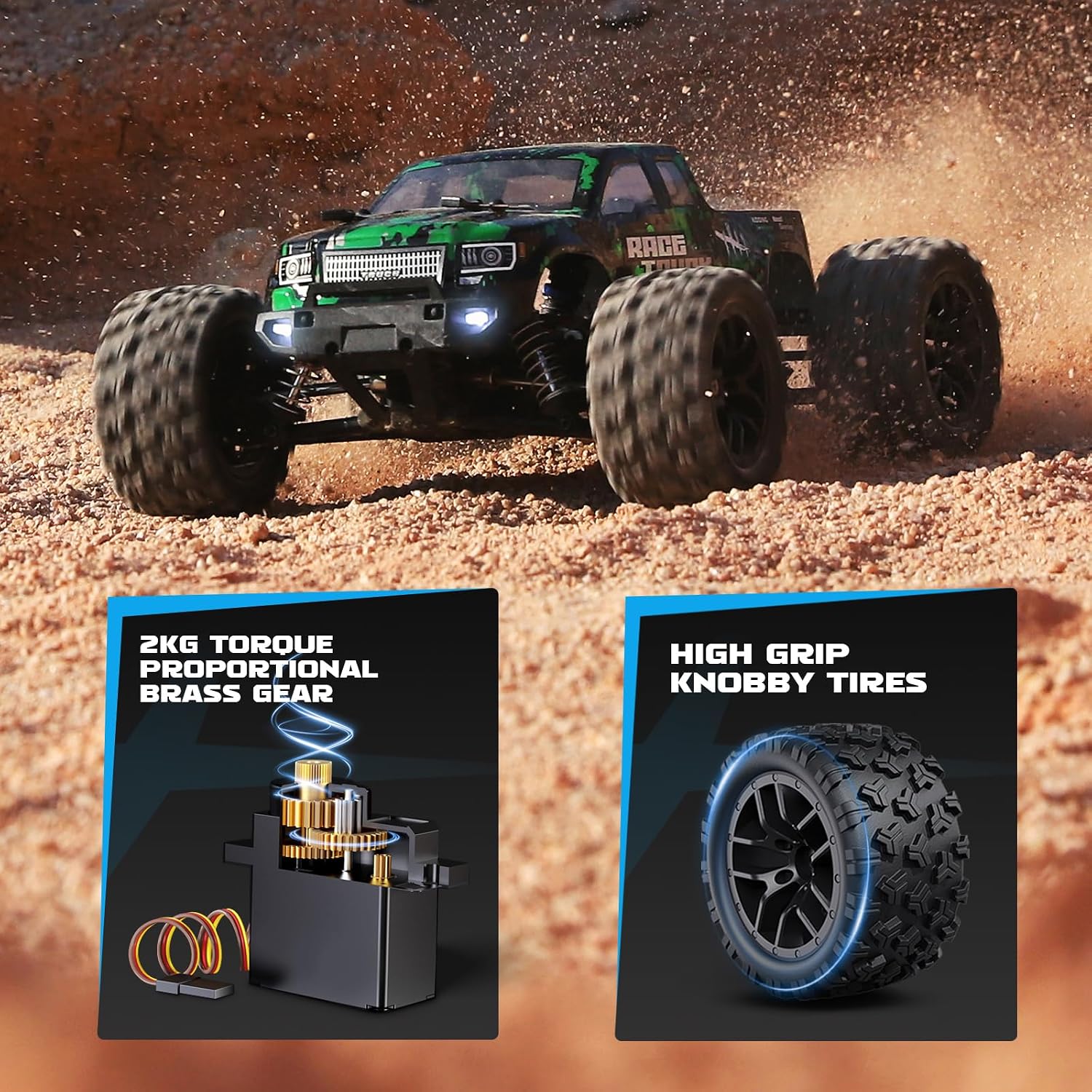 Detalle 2 de HAIBOXING 18859 1:18 4WD RC Truck, 36 KPH, 2.4GHz, Two Batteries