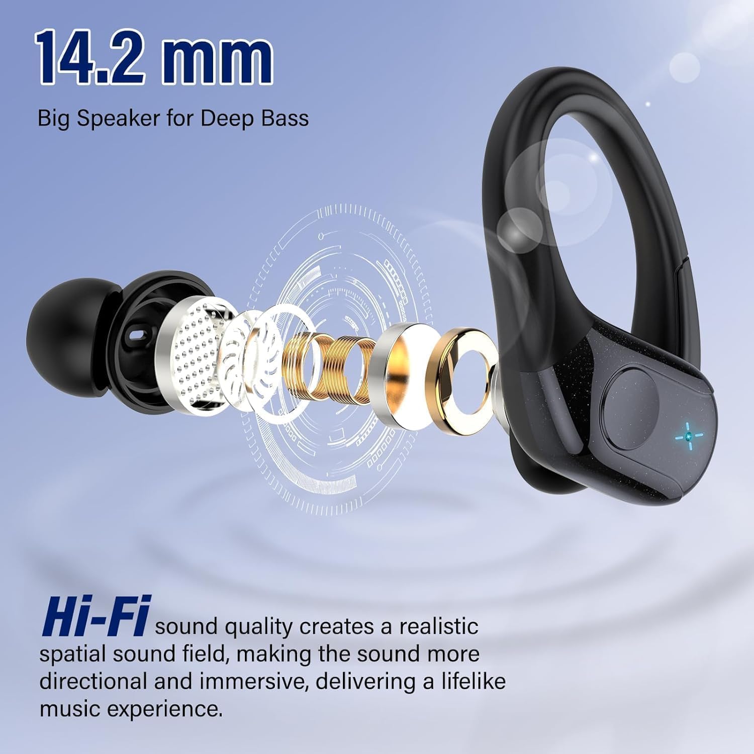 Detalle 2 de Qecnato sports earbuds with Bluetooth 5.4