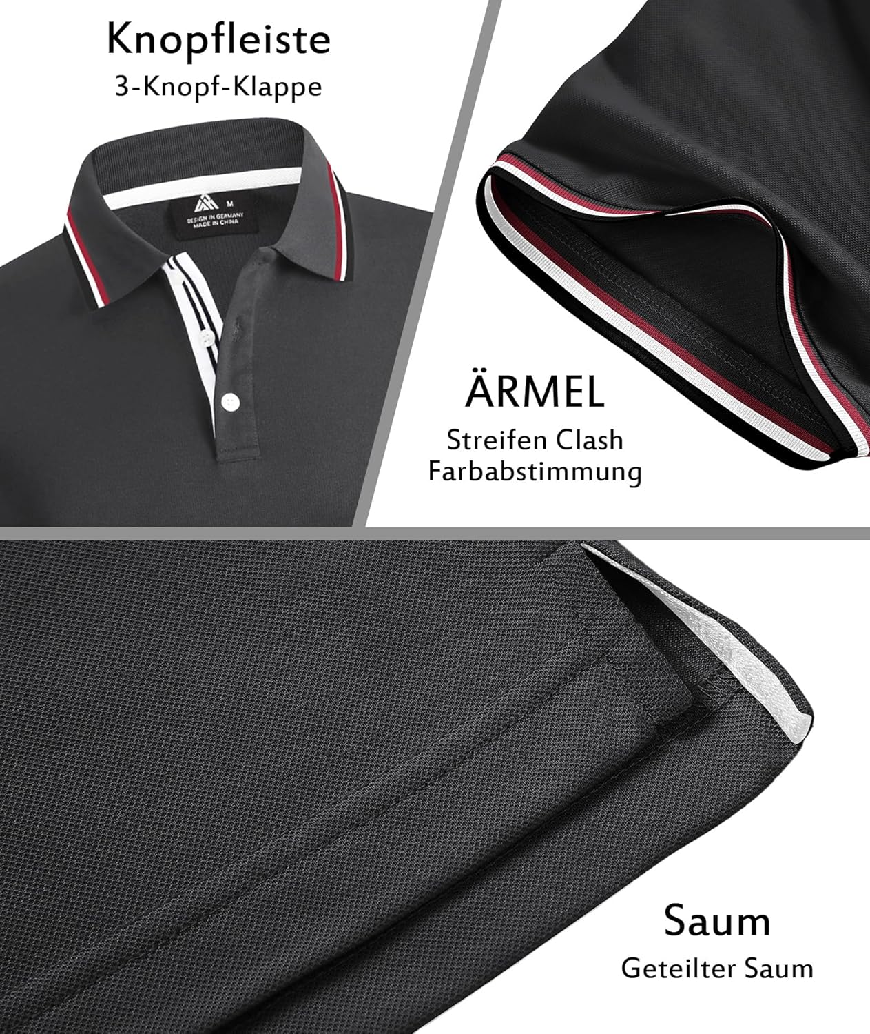 Detalle de SwissWell Polohemd Herren Kurzarm – atmungsaktives Sport-Poloshirt mit 4-Wege-Stretch
