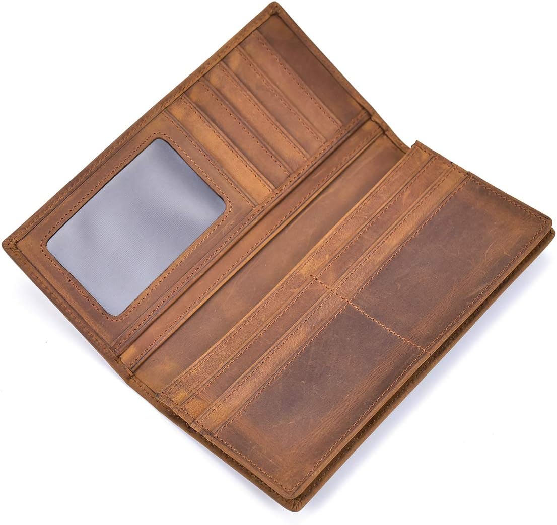 Detalle de LUUFAN Echtes Leder Lange Brieftasche brown