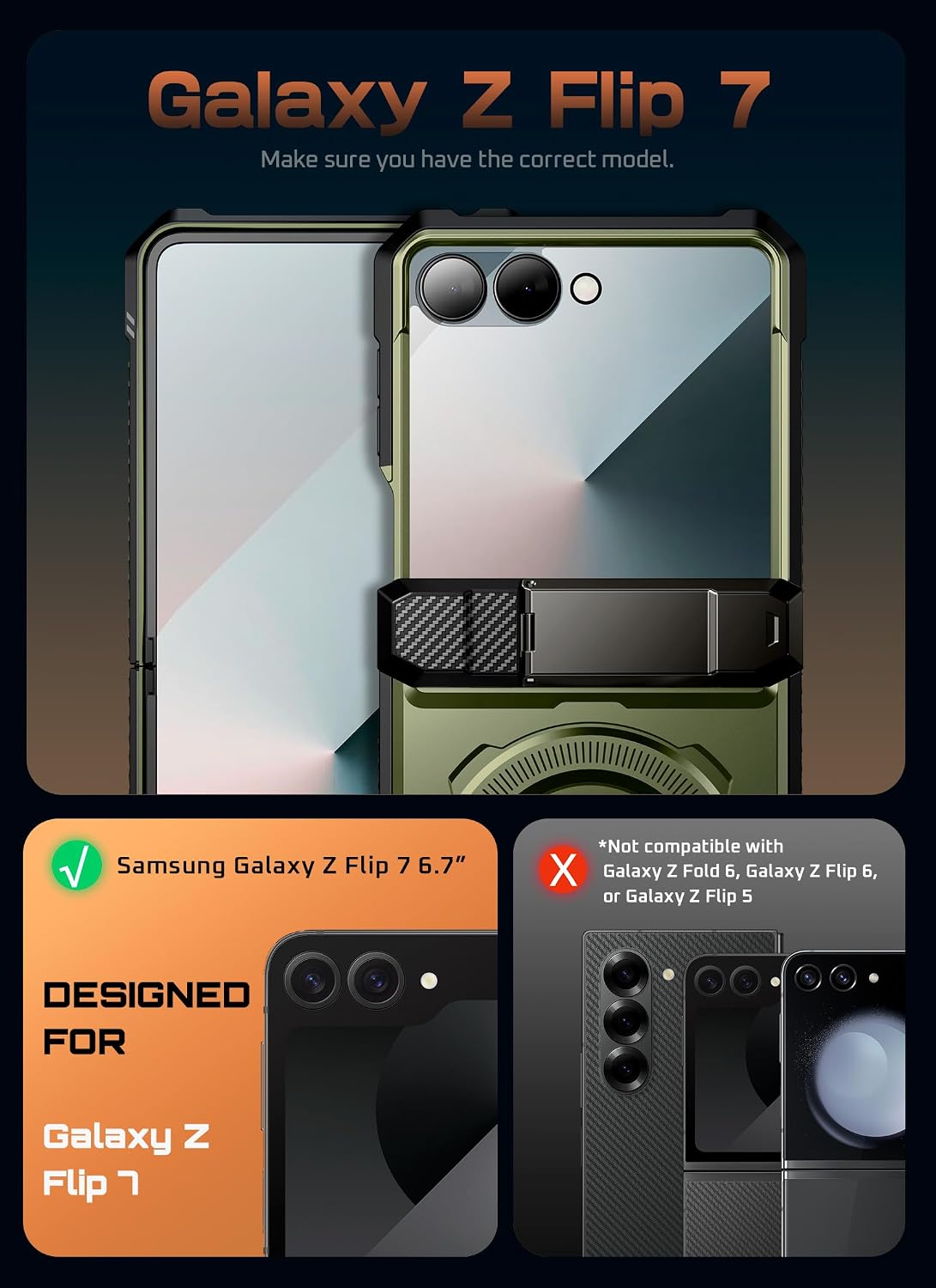 Detalle 2 de SUPCASE Galaxy Z Flip7 rugged case with stand