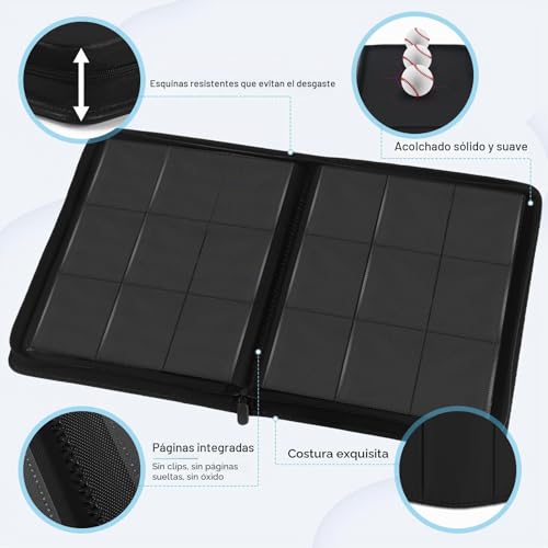 Thumbnail 3 de WITHYU Álbum de Colección de Cartas 9 Bolsillos - Capacidad 540 Cartas, Protectora Impermeable con Cremallera (Negro)