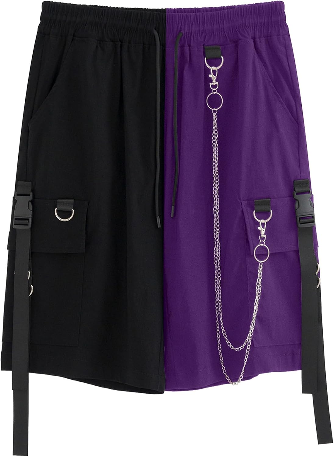 Thumbnail 3 de MEINVQIAOTI Black Cargo Pants for Women with Chains – Loose Straight Harajuku Street Style