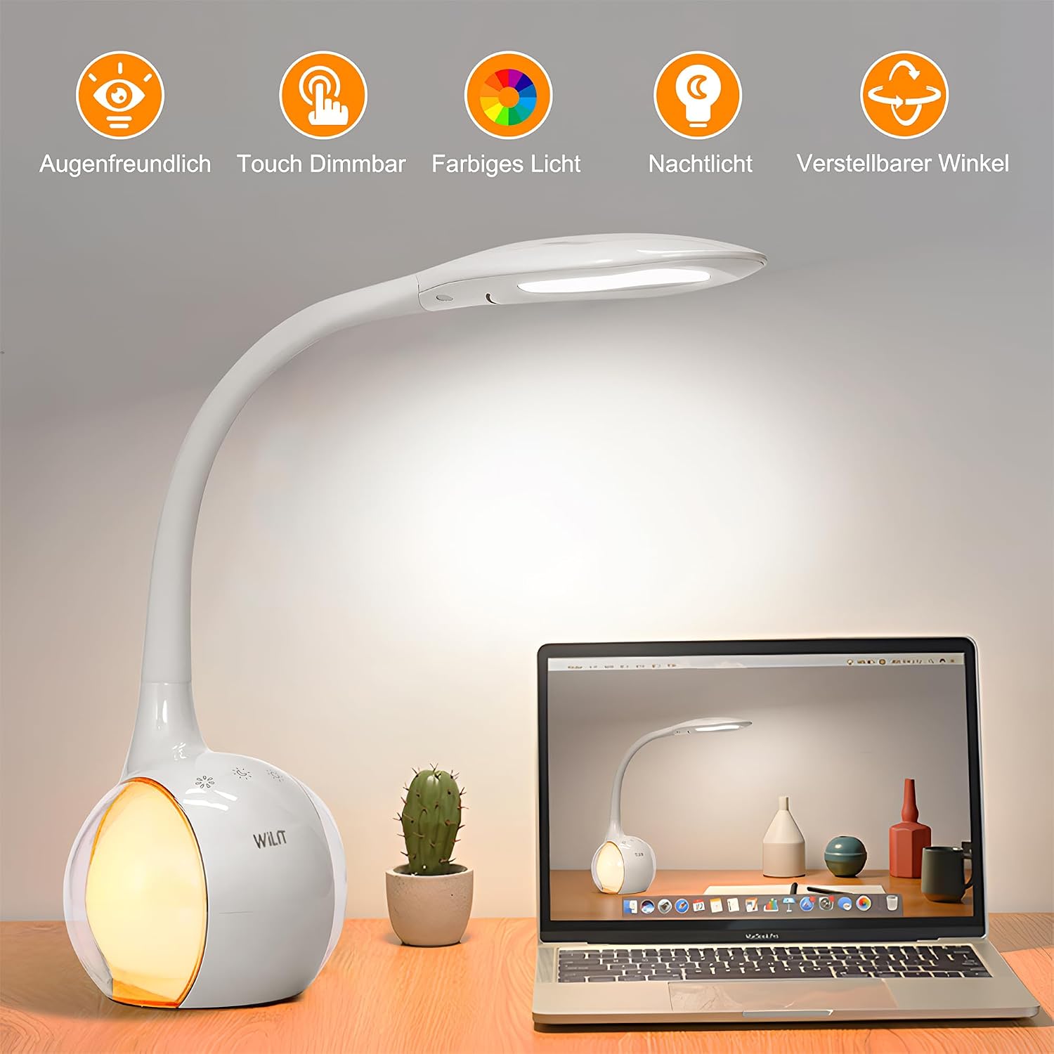 Detalle 2 de Lampe de Bureau Enfant WILIT T3 — LED tactile RGB, veilleuse et rotation à 360°