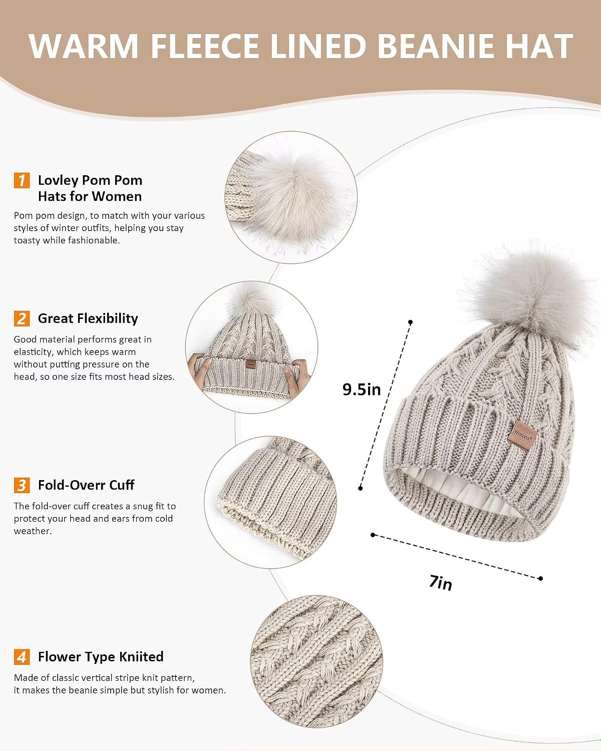 Detalle 2 de Winuesa Women's Winter Hat, Scarf, and Gloves Set, 3-in-1
