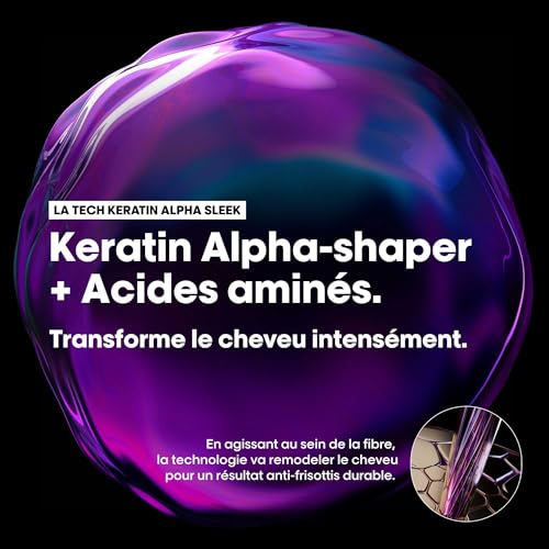 Detalle de L'Oréal Professionnel Soin Cheveux Transformatif Lissant Keratin Alpha Sleek – 2 Semaines d'Anti-Frisottis