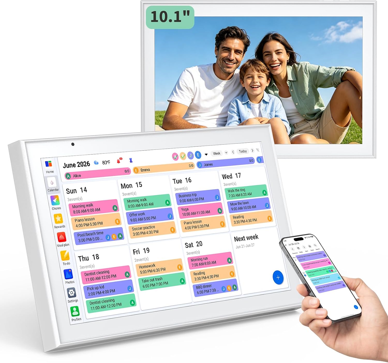 Detalle de VEJLD 10.1-Inch Smart Family Calendar with 1080p Touchscreen and Photo Frame