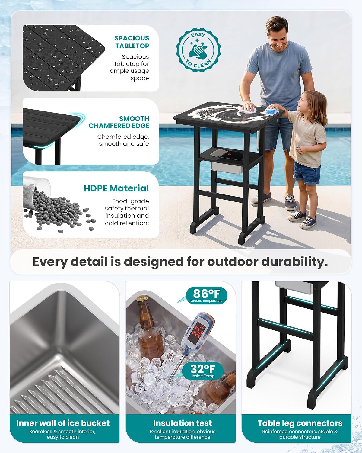 Detalle de SERWALL Outdoor Bar Set, HDPE