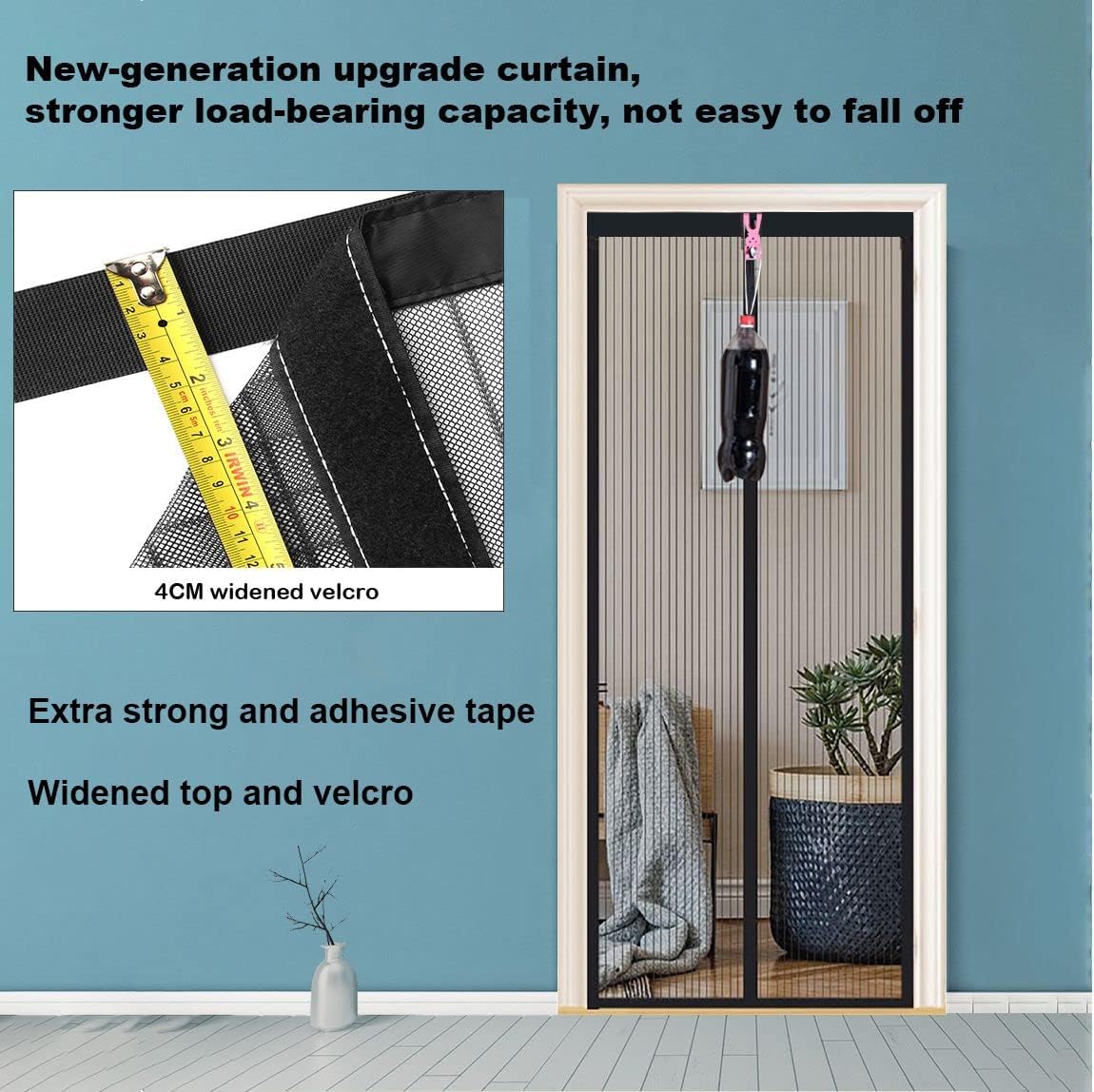 Thumbnail 2 de Magnetic Fly Screen Door (85 x 200cm) with powerful magnets, black mesh strips