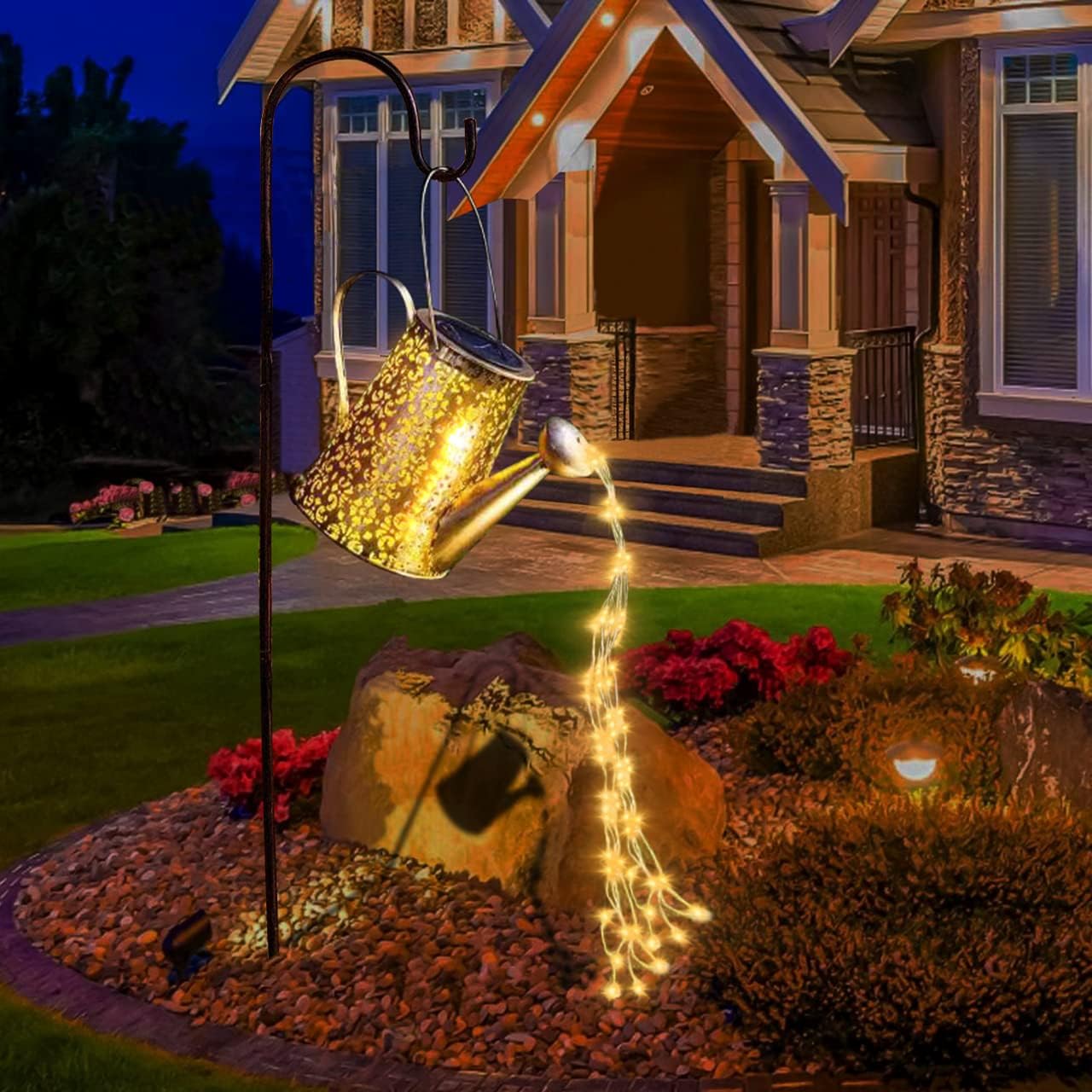 Detalle de Solar Gießkanne Lichterkette Gartendeko 🏡