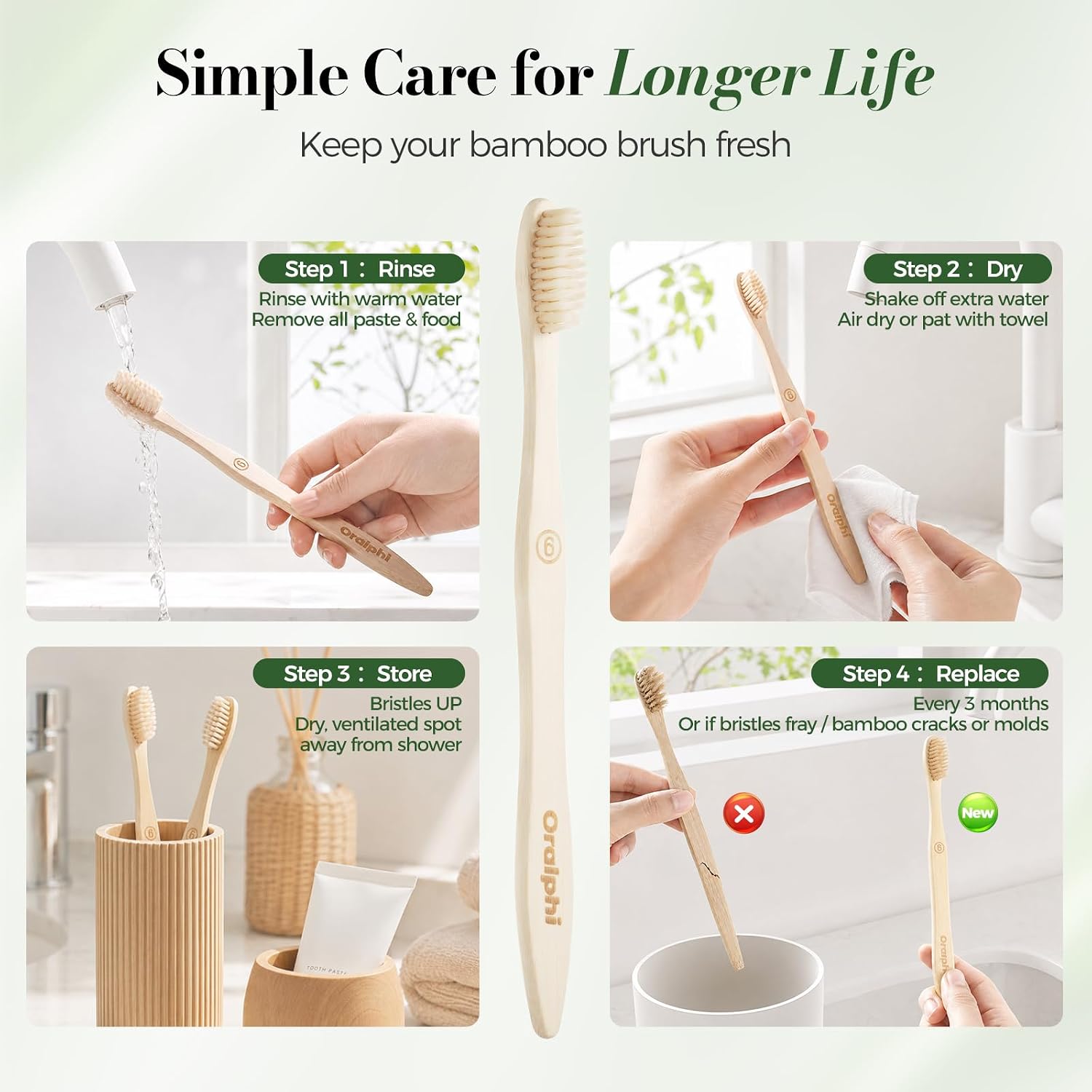 Thumbnail 6 de Oralphi Bamboo Toothbrushes 6-Pack