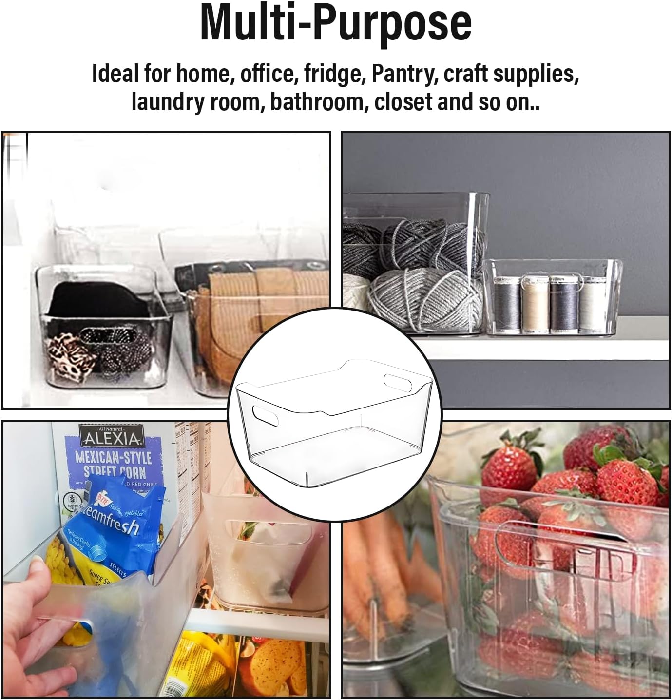 Thumbnail 6 de Clear Plastic Storage Bins (Set of Organizer Containers) for Kitchen, Pantry, Fridge, and More